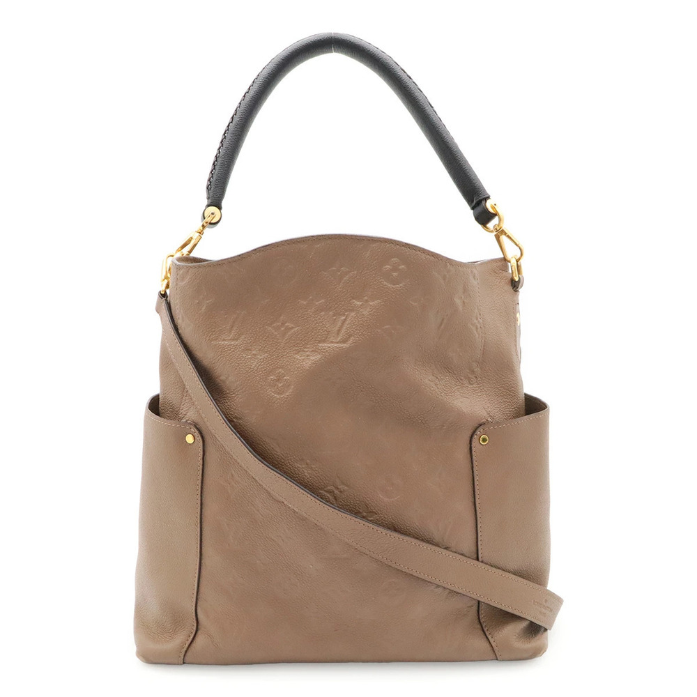 LOUIS VUITTON Monogram Empreinte Bagatelle Shoulder Bag Hobo Taupe Gray